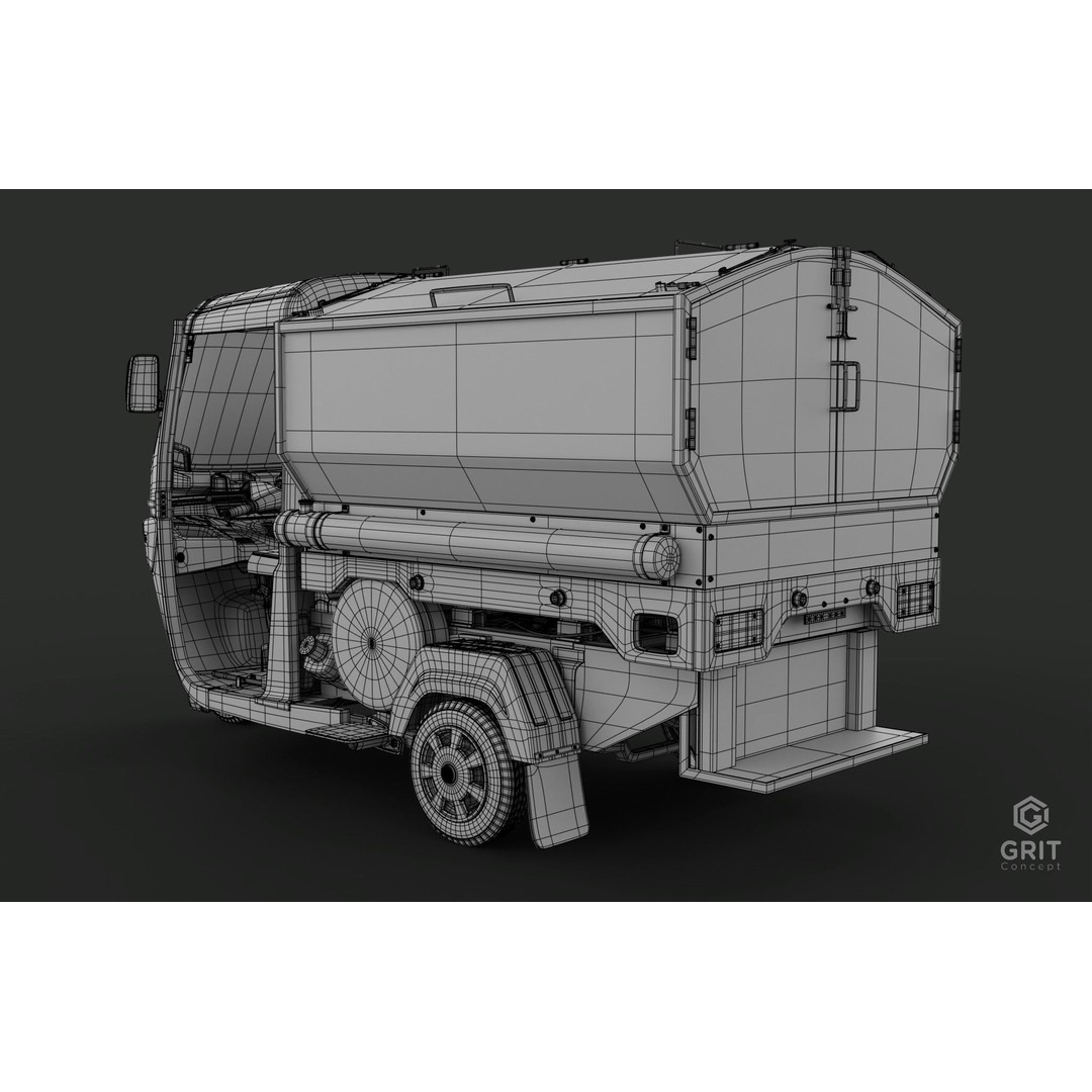 Tricycle 3D Model – Low Poly Rickshaw with PBR Textures - View 55