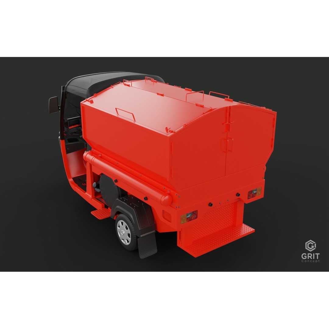 Tricycle 3D Model – Low Poly Rickshaw with PBR Textures - View 56