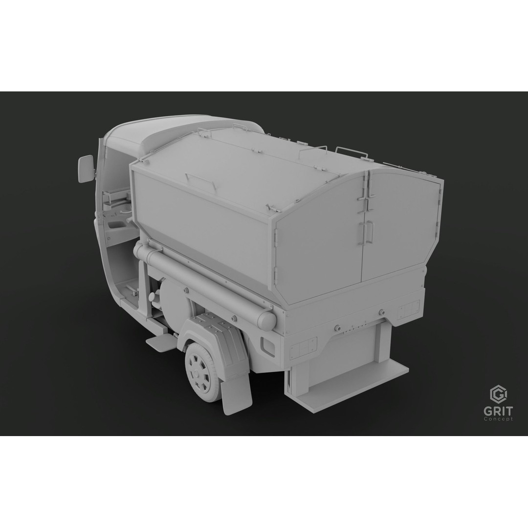 Tricycle 3D Model – Low Poly Rickshaw with PBR Textures - View 57
