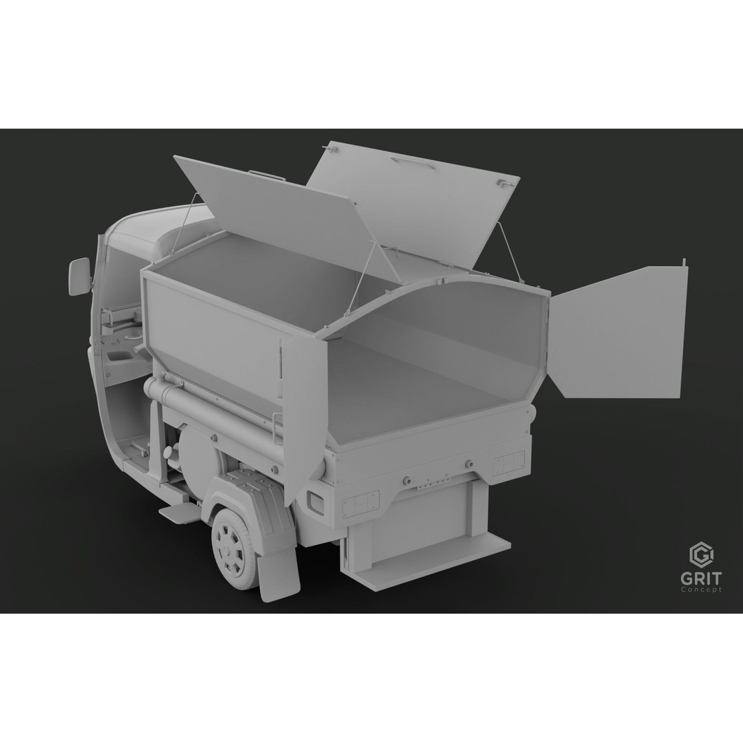 Tricycle 3D Model – Low Poly Rickshaw with PBR Textures - View 63