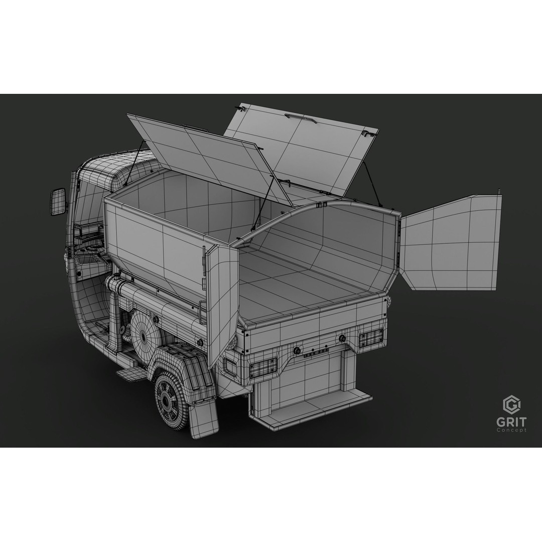 Tricycle 3D Model – Low Poly Rickshaw with PBR Textures - View 64