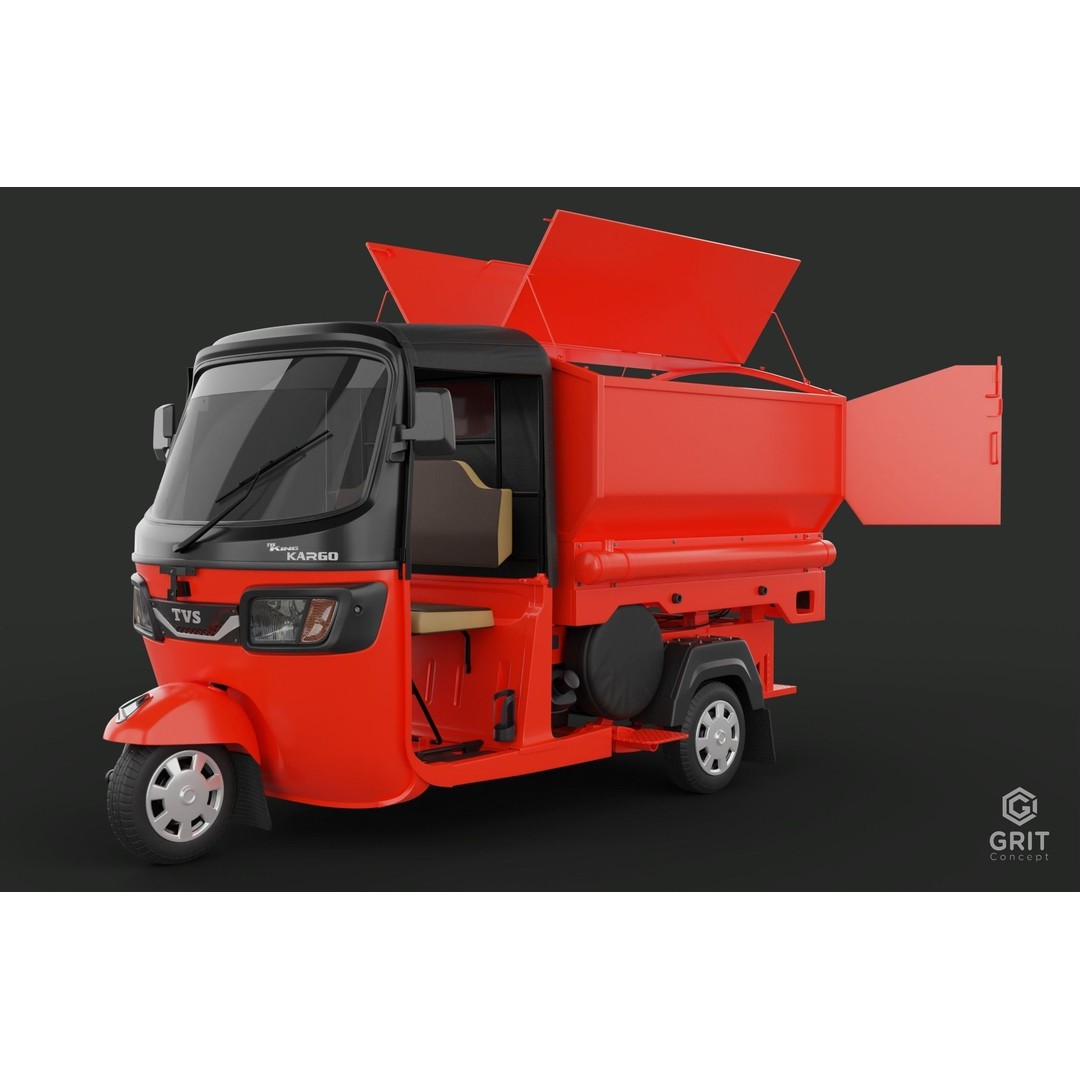 Tricycle 3D Model – Low Poly Rickshaw with PBR Textures - View 65