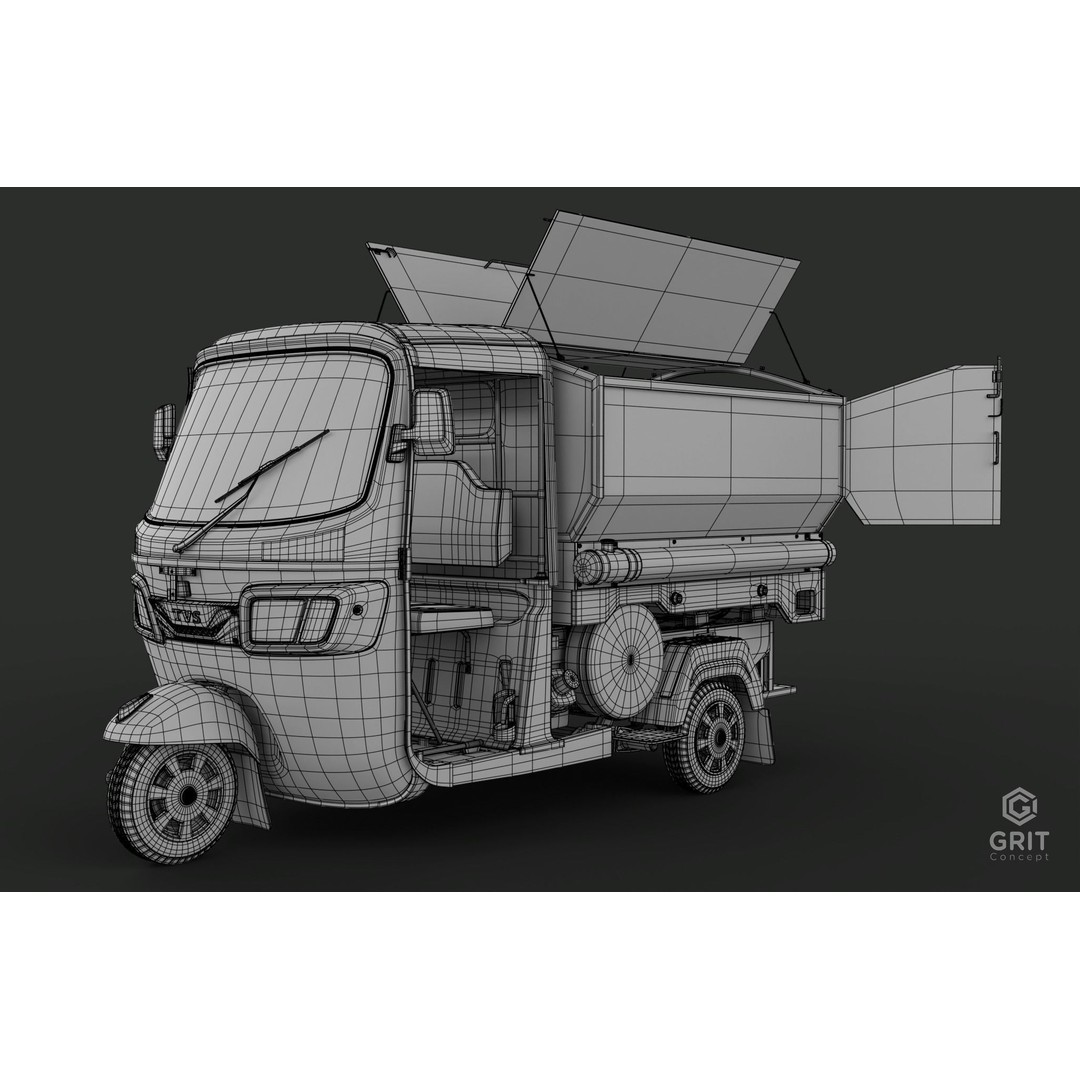 Tricycle 3D Model – Low Poly Rickshaw with PBR Textures - View 67