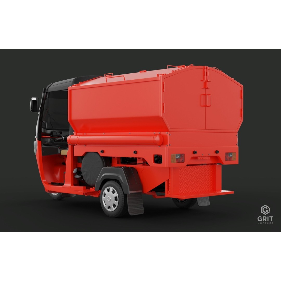 Tricycle 3D Model – Low Poly Rickshaw with PBR Textures - View 8