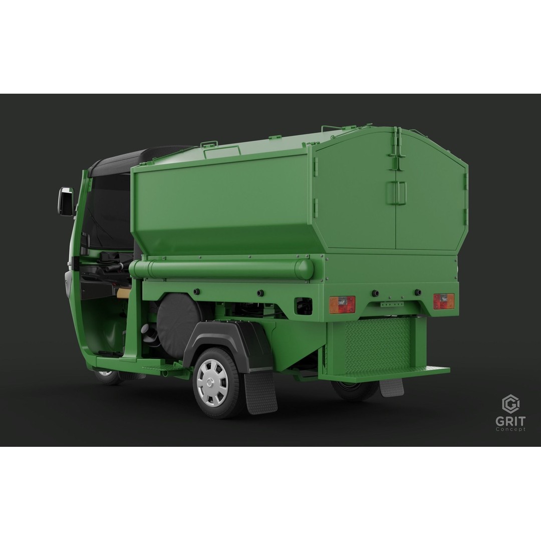 Tricycle 3D Model – Low Poly Rickshaw with PBR Textures - View 9