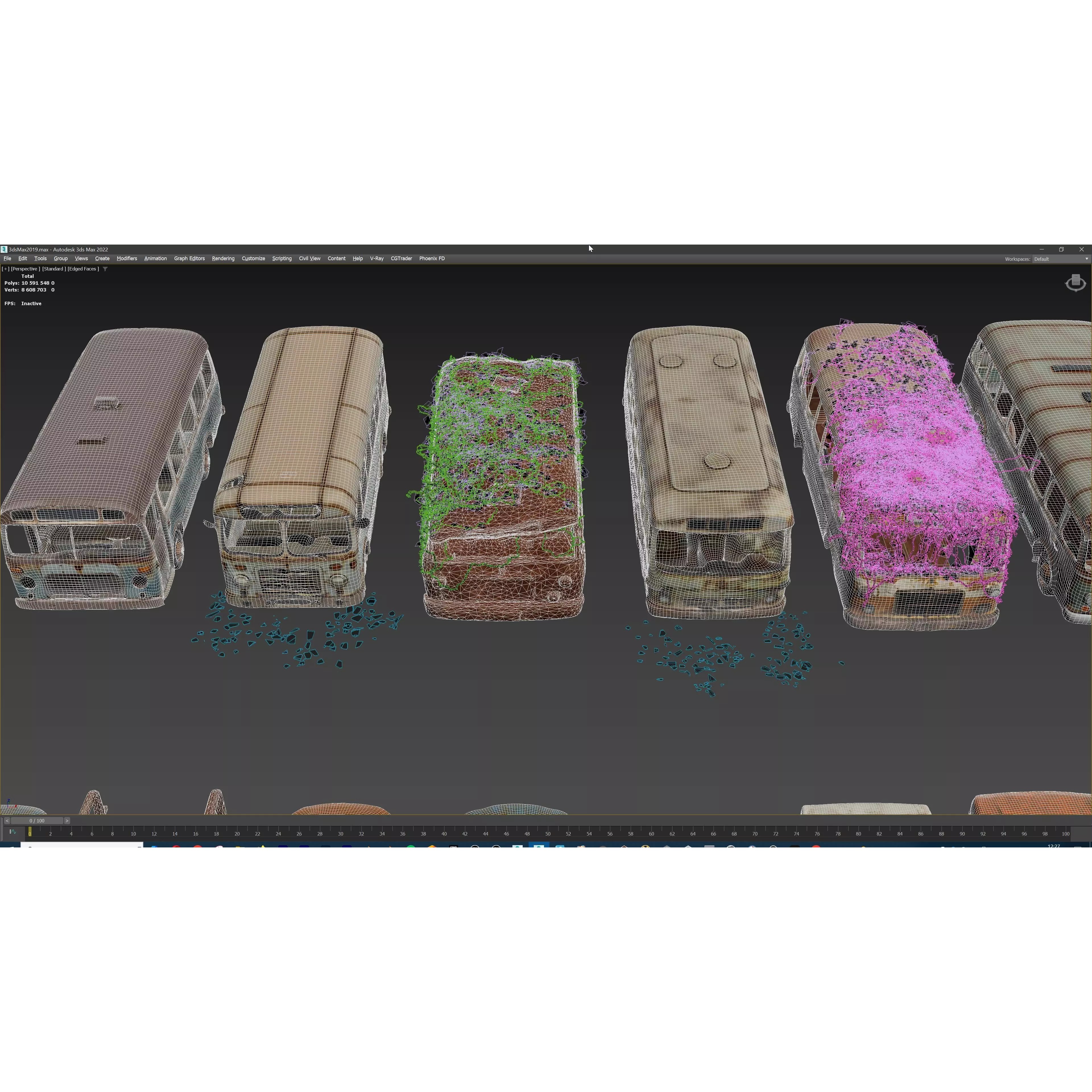 Old Abandoned Rusty Vehicles - Low-Poly Game-Ready 3D Model