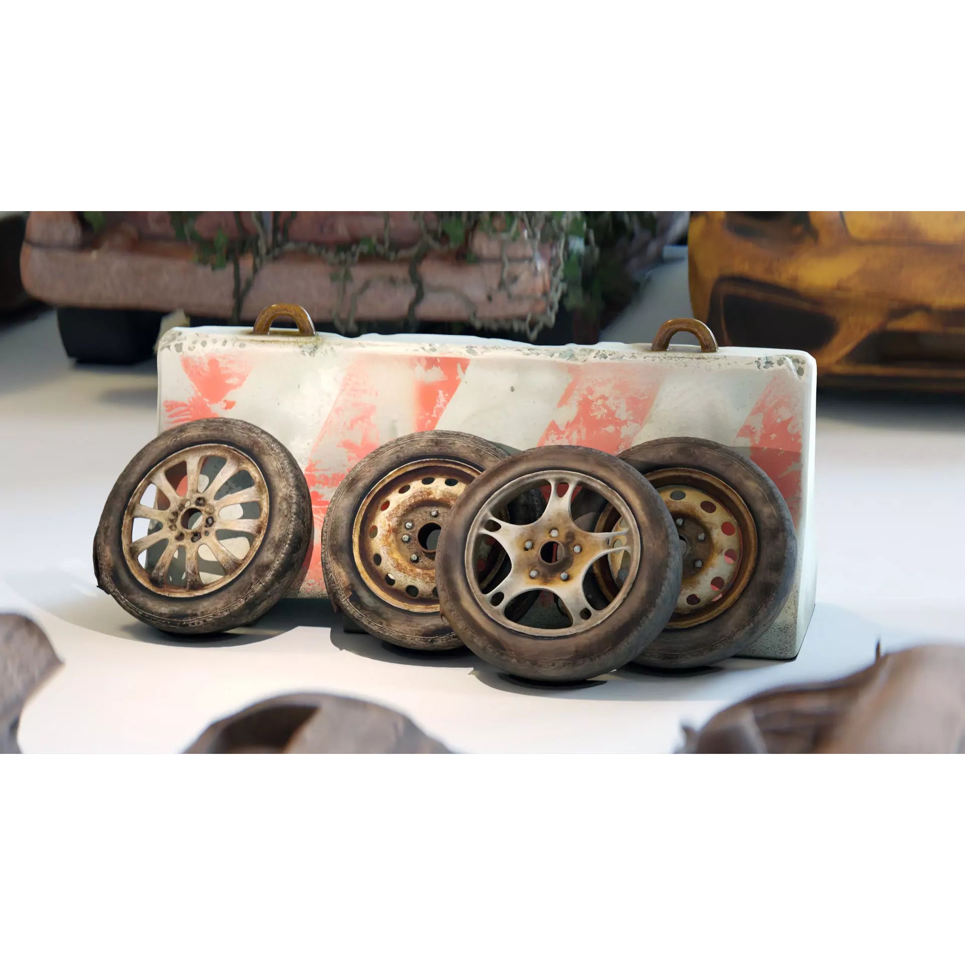 Old Abandoned Rusty Vehicles - Low-Poly Game-Ready 3D Model - View 12