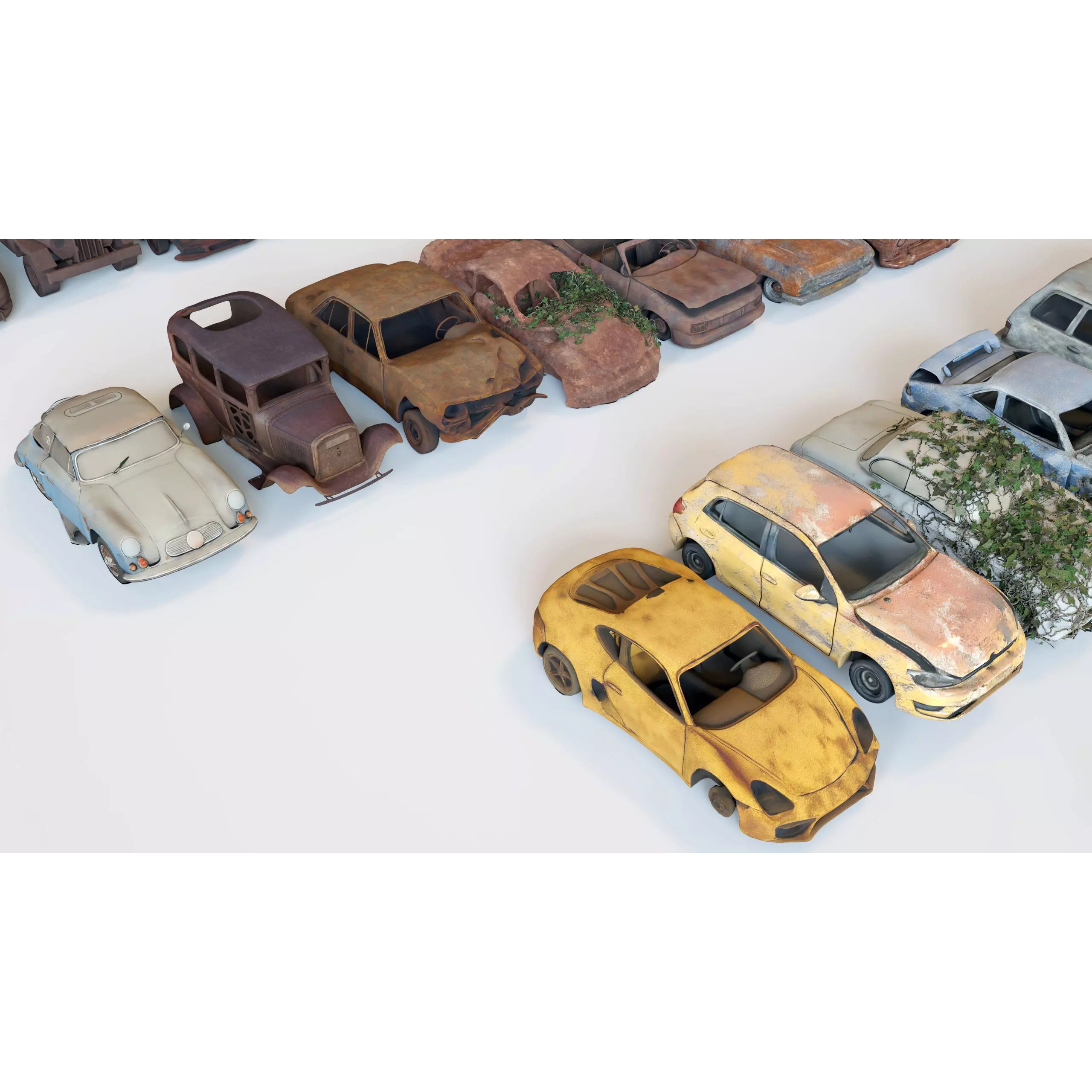 Old Abandoned Rusty Vehicles - Low-Poly Game-Ready 3D Model - View 22