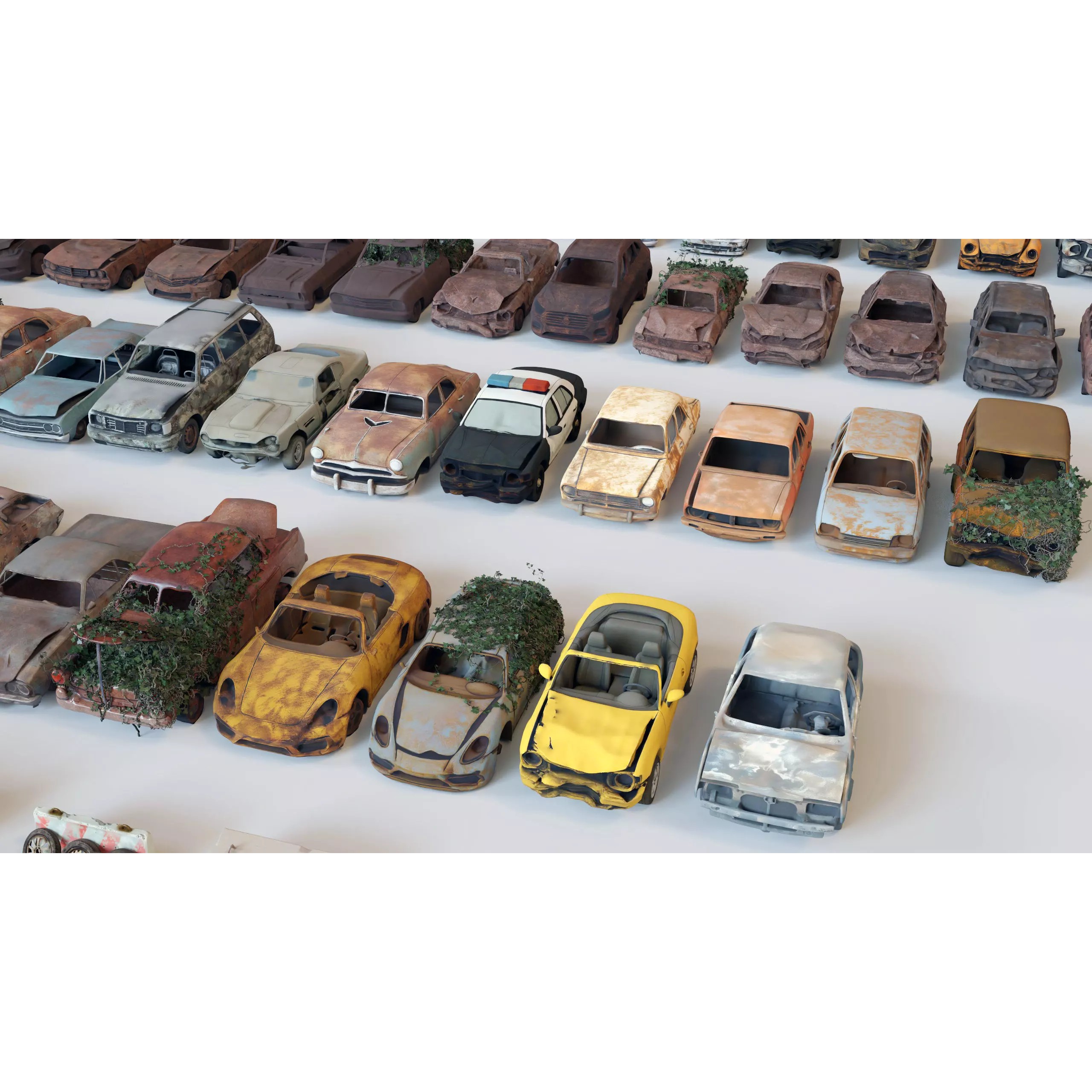Old Abandoned Rusty Vehicles - Low-Poly Game-Ready 3D Model - View 23