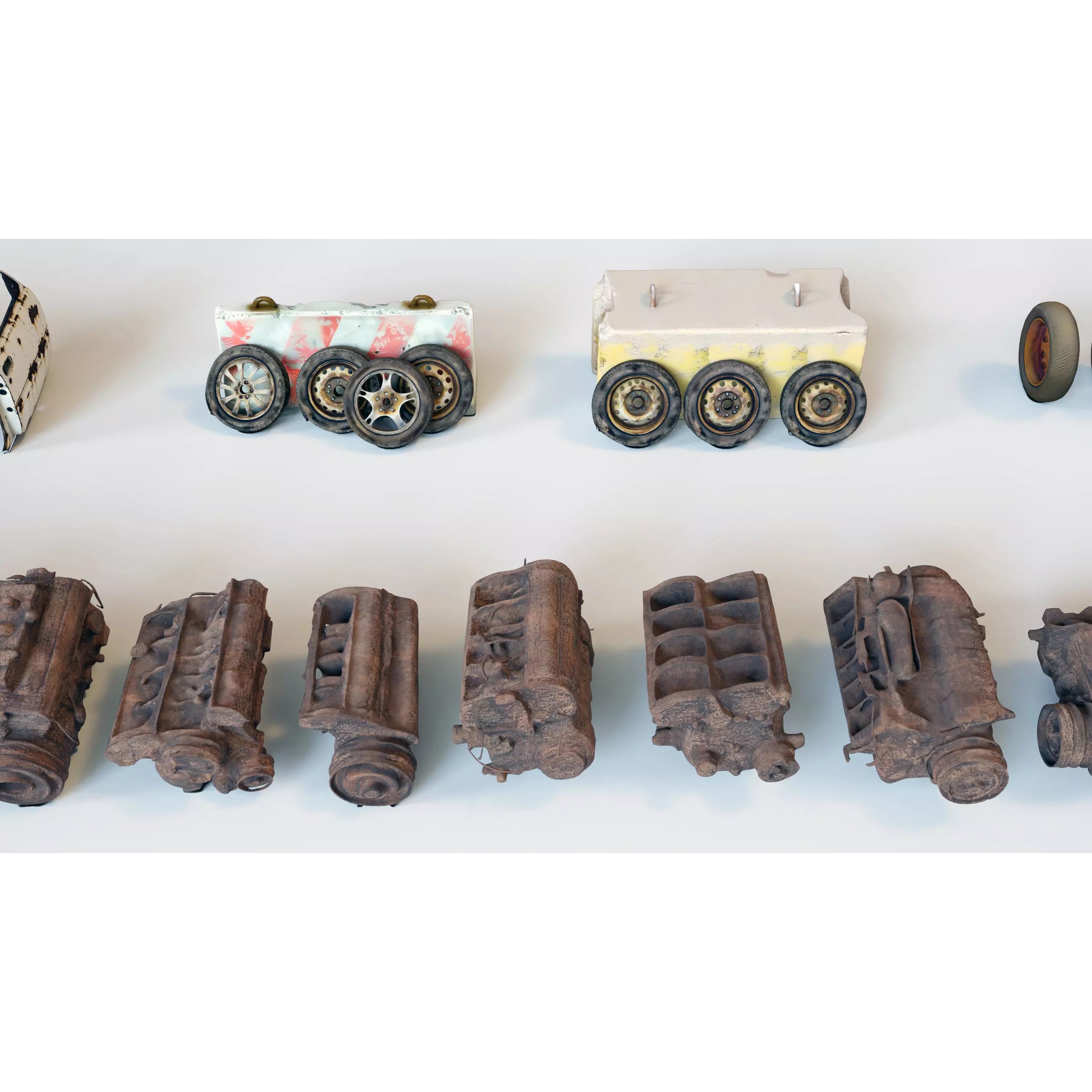 Old Abandoned Rusty Vehicles - Low-Poly Game-Ready 3D Model - View 25