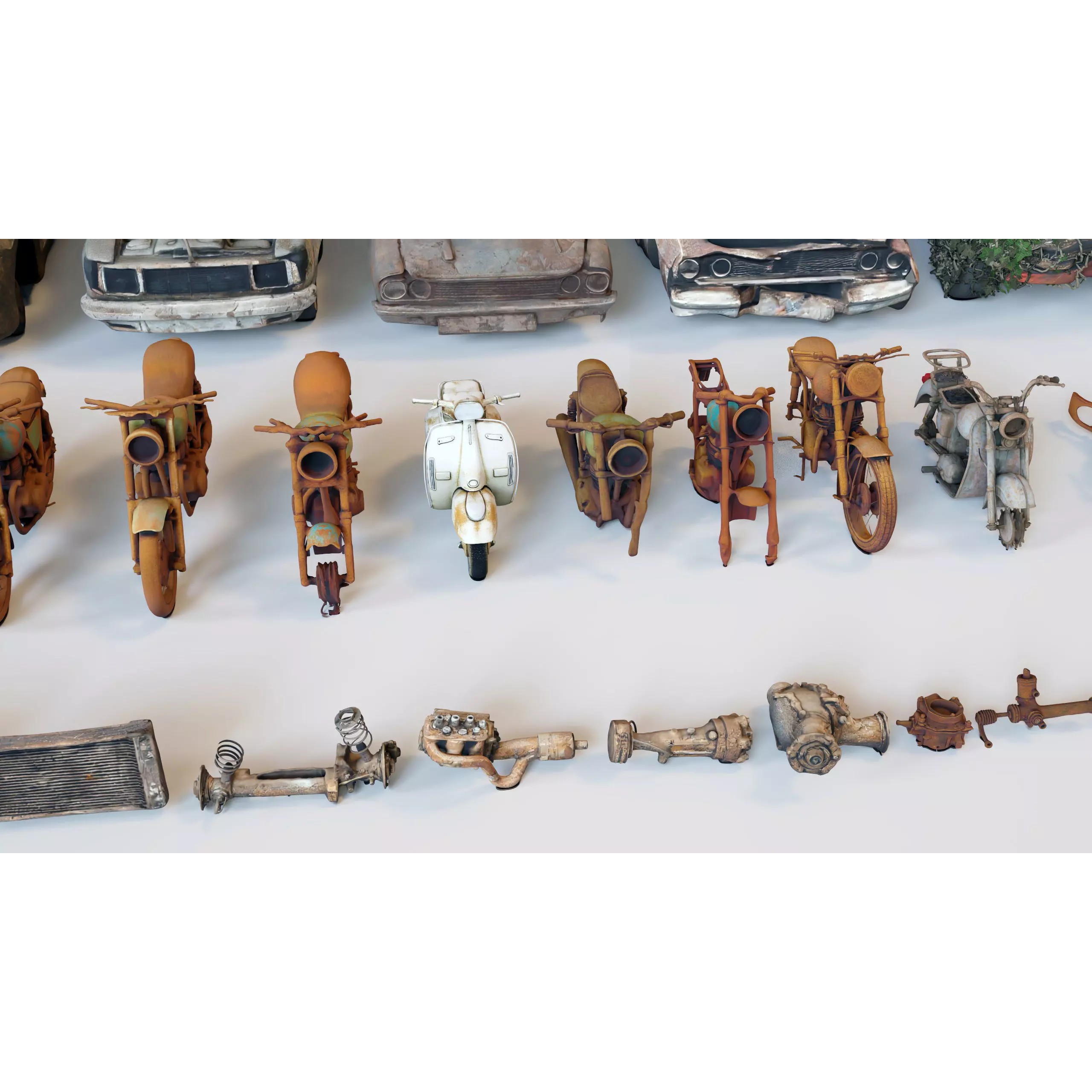 Old Abandoned Rusty Vehicles - Low-Poly Game-Ready 3D Model - View 27