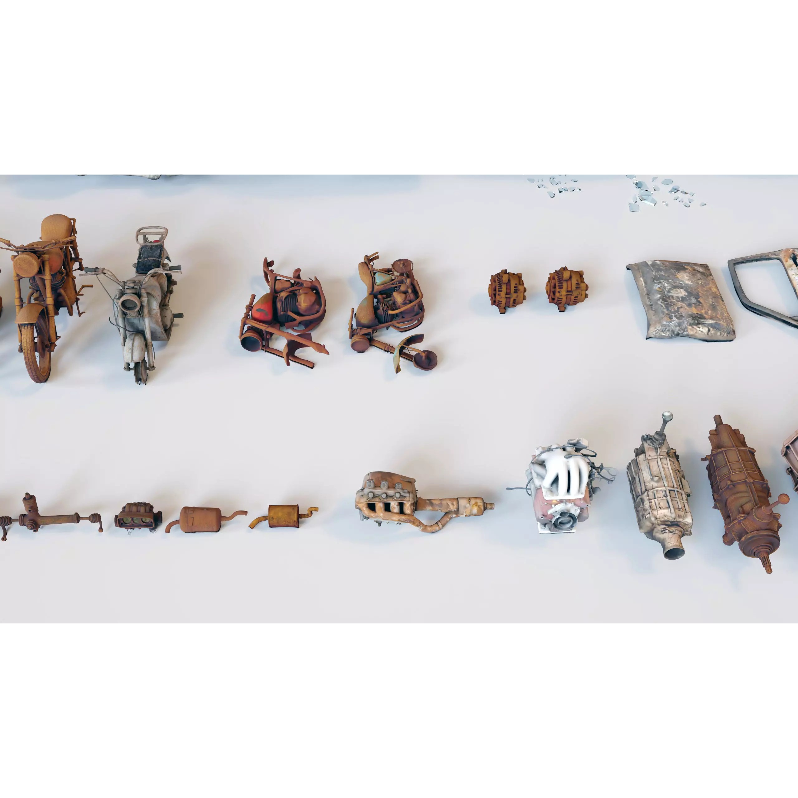 Old Abandoned Rusty Vehicles - Low-Poly Game-Ready 3D Model - View 29