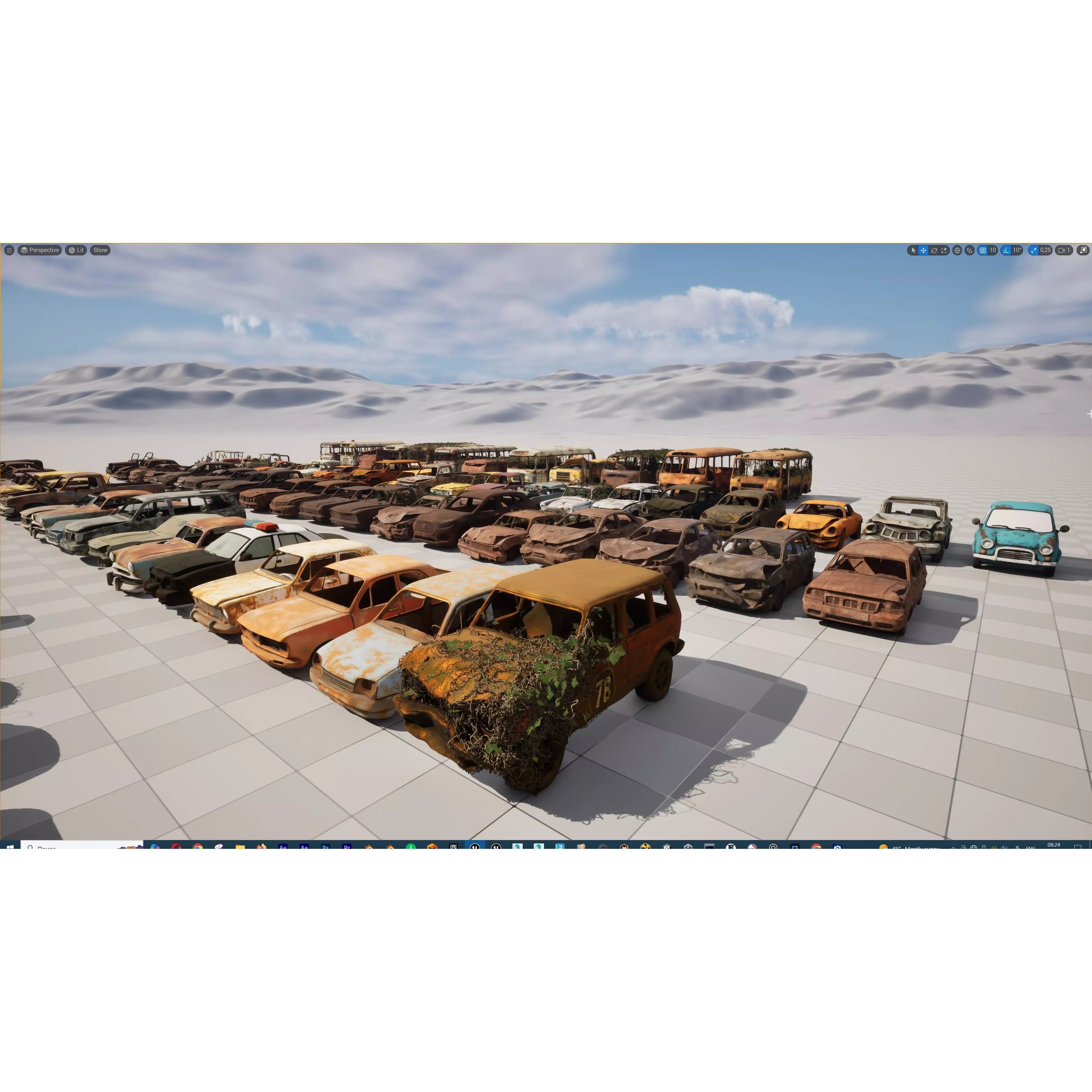 Old Abandoned Rusty Vehicles - Low-Poly Game-Ready 3D Model - View 30