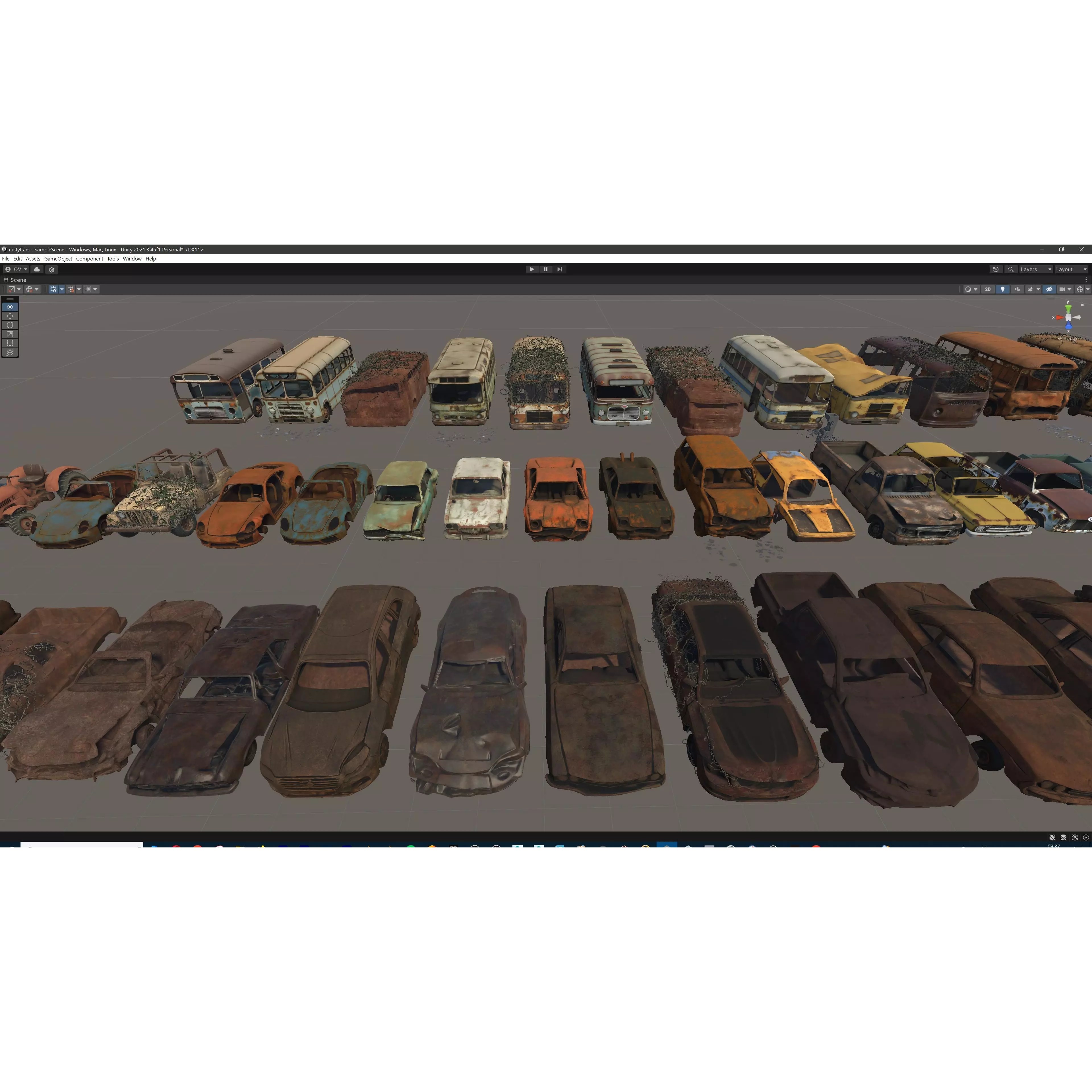 Old Abandoned Rusty Vehicles - Low-Poly Game-Ready 3D Model - View 56