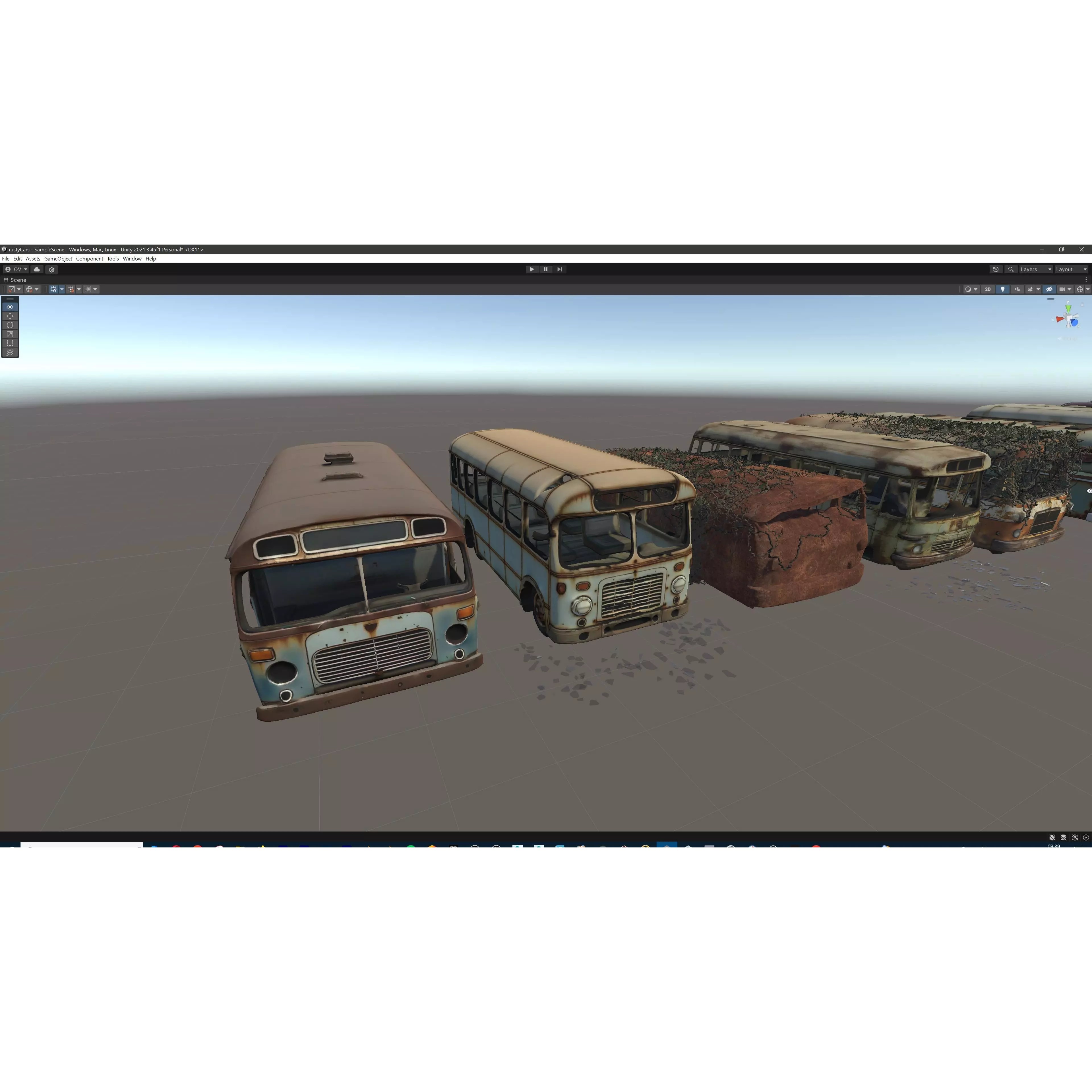 Old Abandoned Rusty Vehicles - Low-Poly Game-Ready 3D Model - View 60