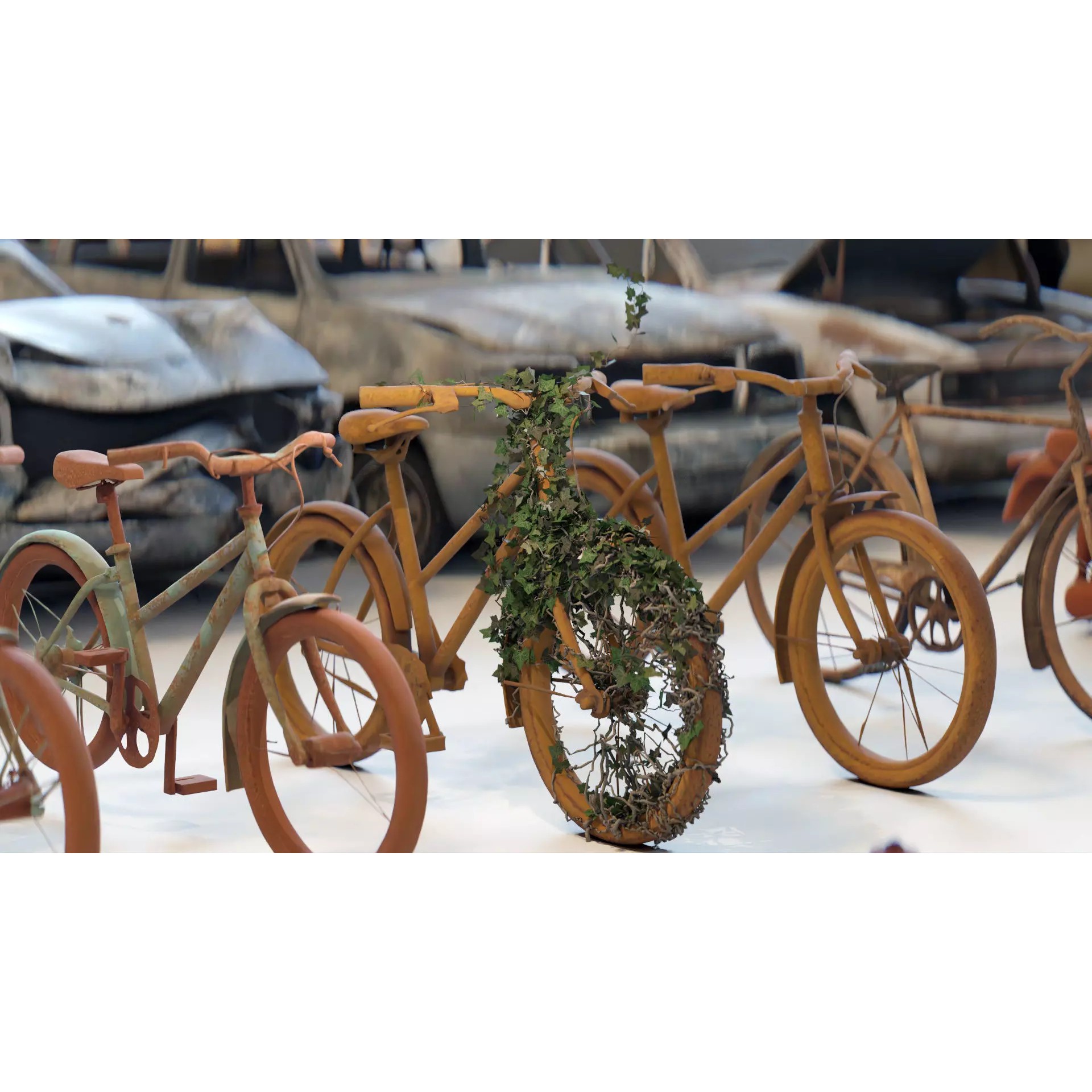 Old Abandoned Rusty Vehicles - Low-Poly Game-Ready 3D Model - View 8