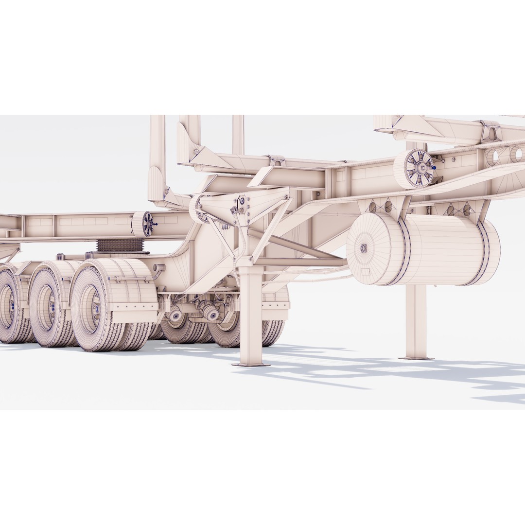 Double Log Trailer 3D Model – High Detail PBR Texture Asset, FBX