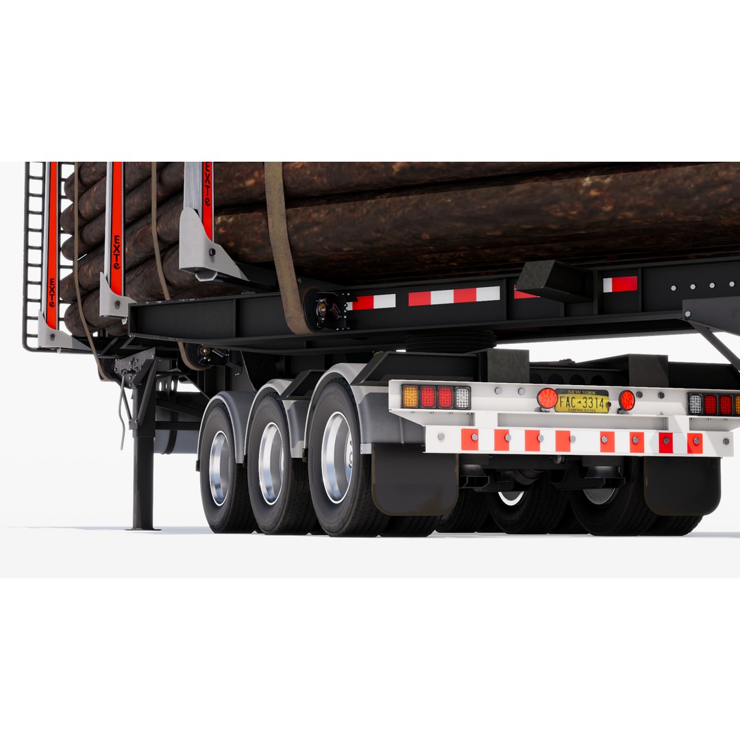 Double Log Trailer 3D Model – High Detail PBR Texture Asset, FBX - View 10