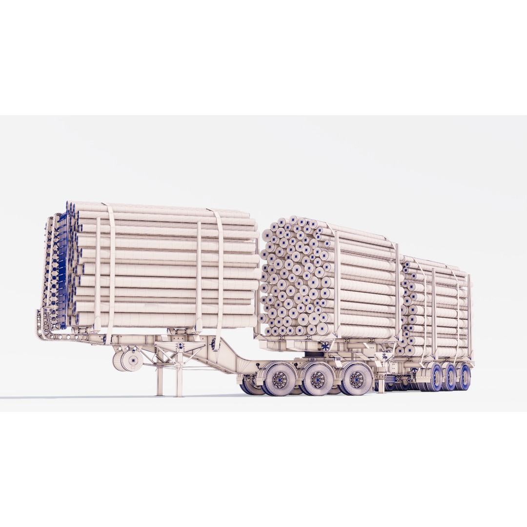 Double Log Trailer 3D Model – High Detail PBR Texture Asset, FBX - View 16