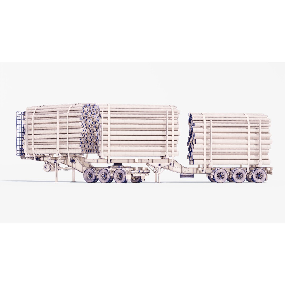 Double Log Trailer 3D Model – High Detail PBR Texture Asset, FBX - View 17