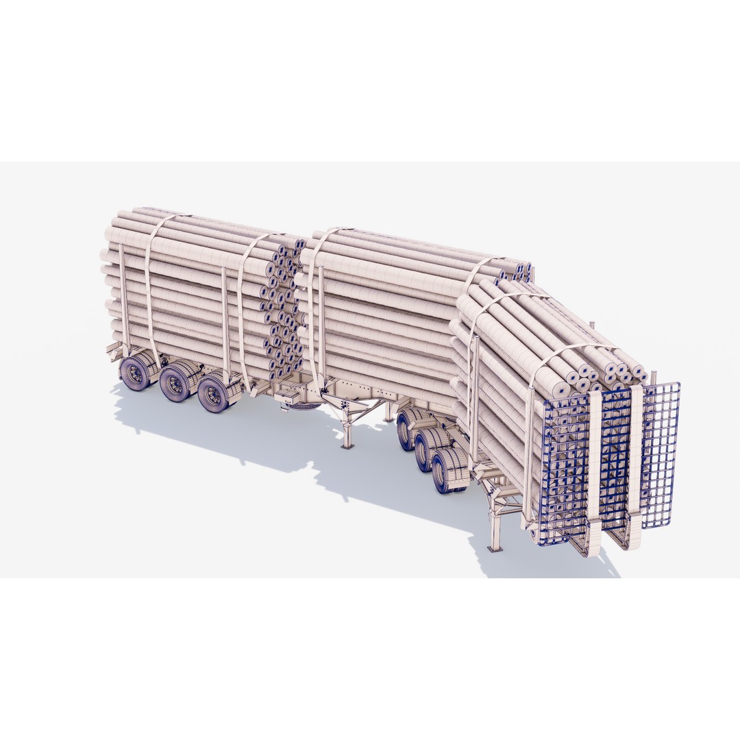 Double Log Trailer 3D Model – High Detail PBR Texture Asset, FBX - View 18