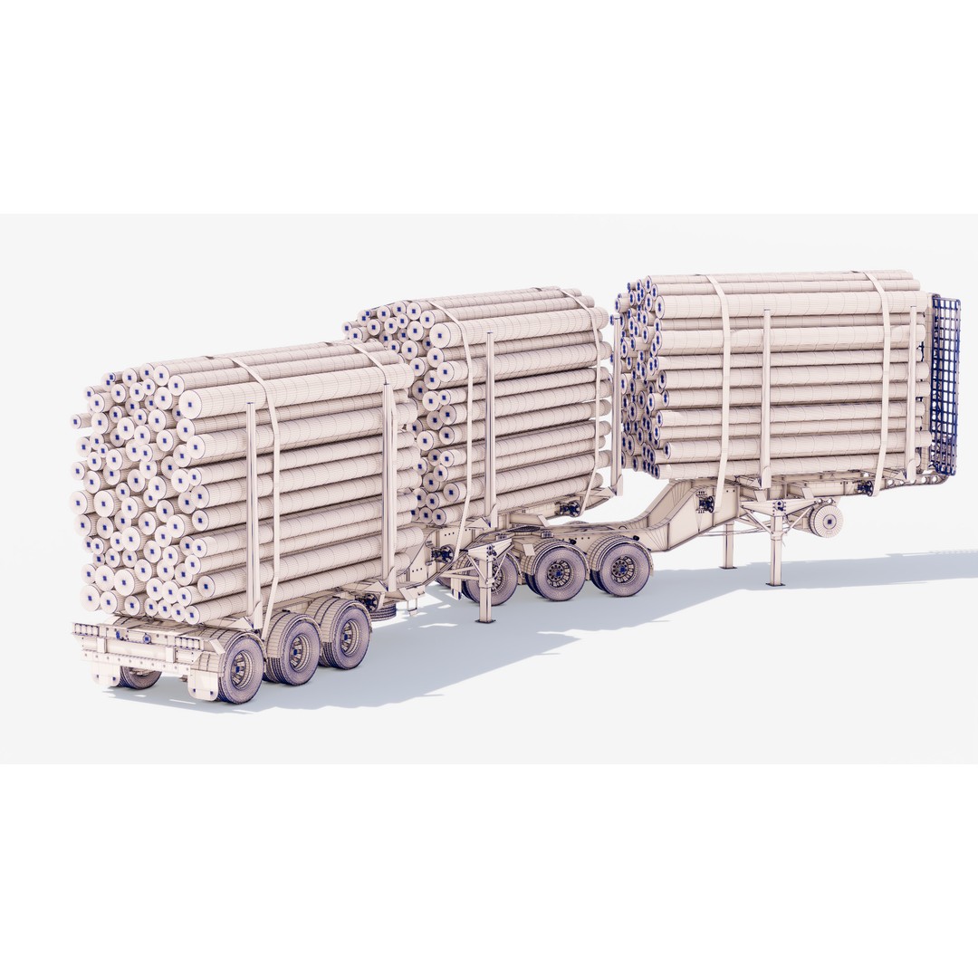 Double Log Trailer 3D Model – High Detail PBR Texture Asset, FBX - View 20