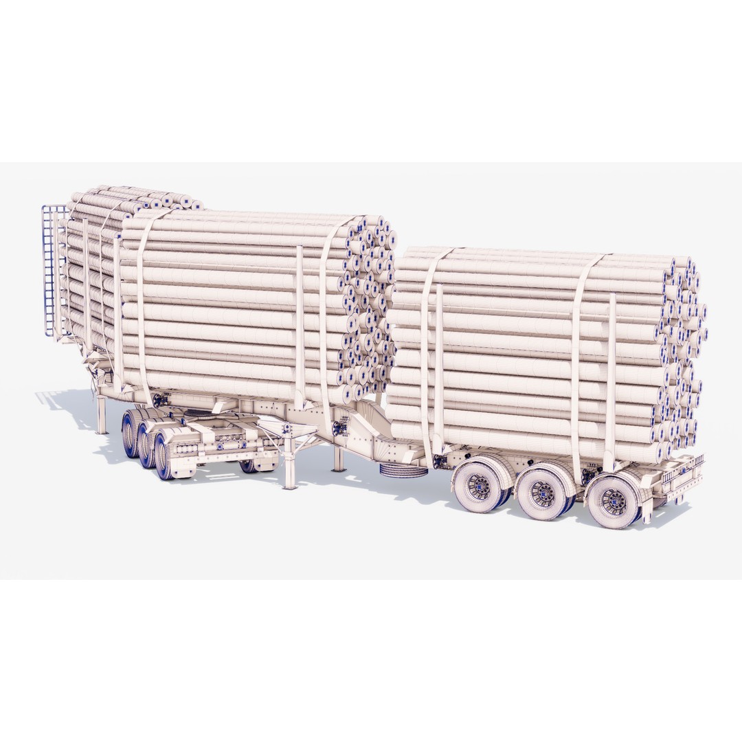 Double Log Trailer 3D Model – High Detail PBR Texture Asset, FBX - View 22