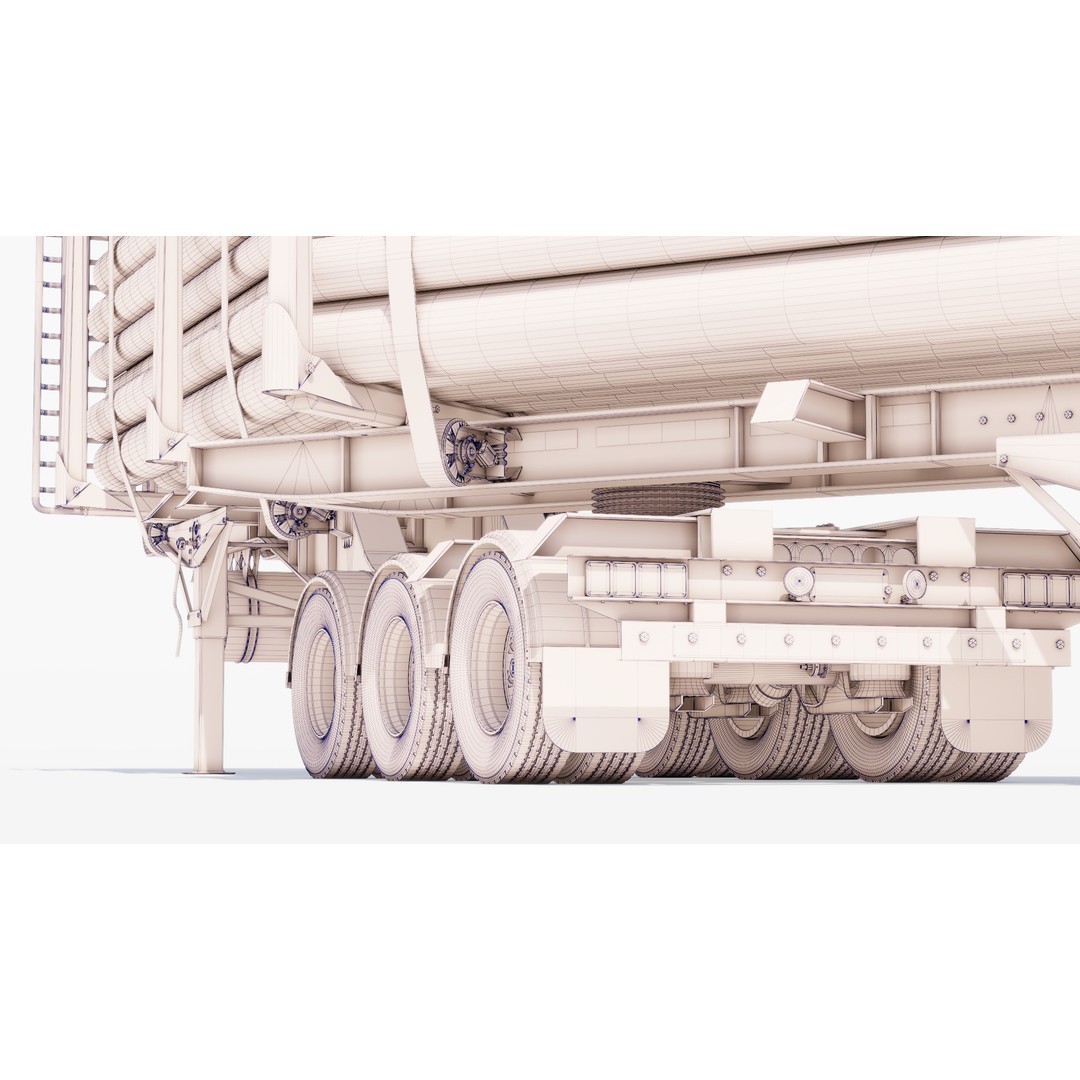 Double Log Trailer 3D Model – High Detail PBR Texture Asset, FBX - View 23