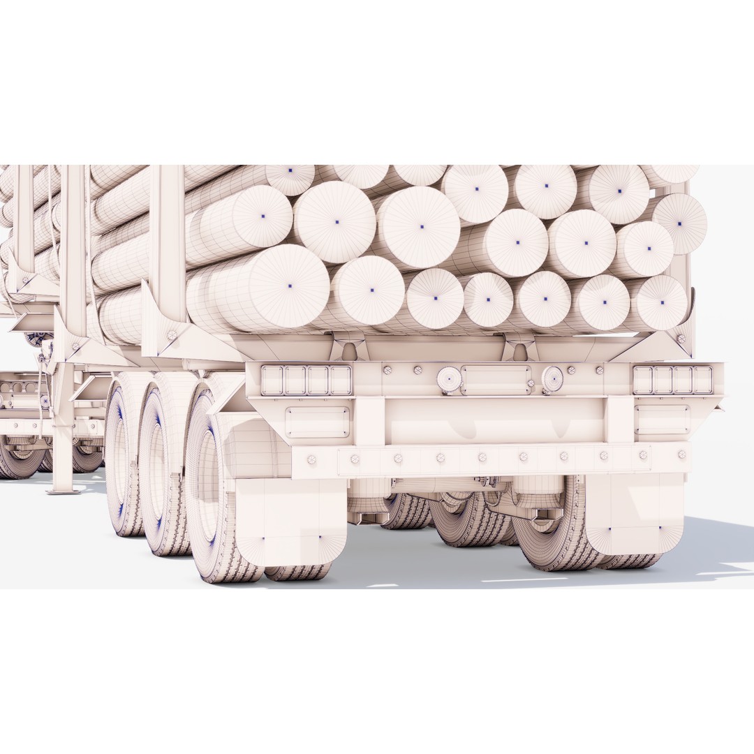 Double Log Trailer 3D Model – High Detail PBR Texture Asset, FBX - View 24