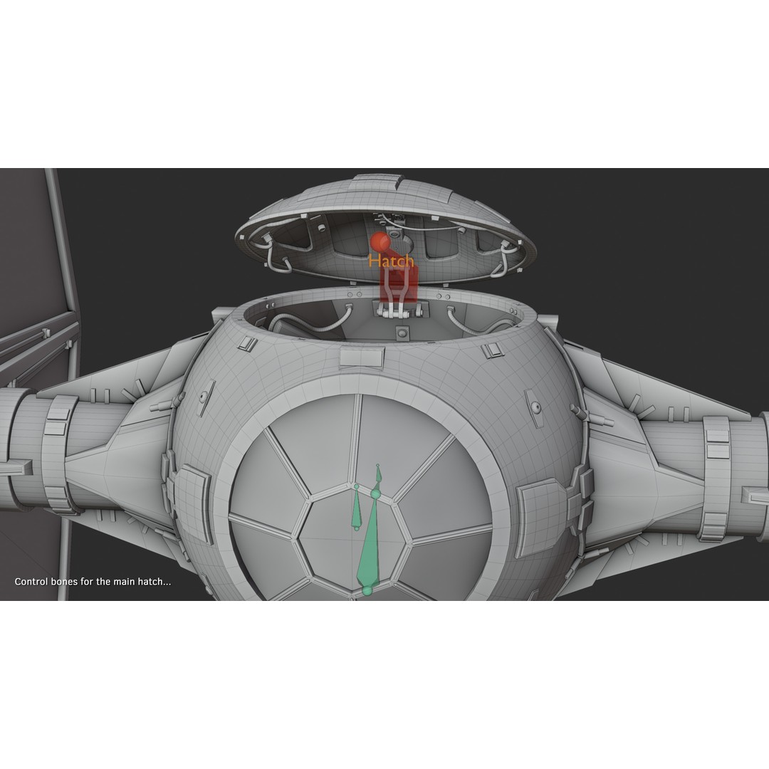 Imperial Tie-Fighter 3D Model – High Poly Rigged Sci-Fi Vehicle, FBX - View 10