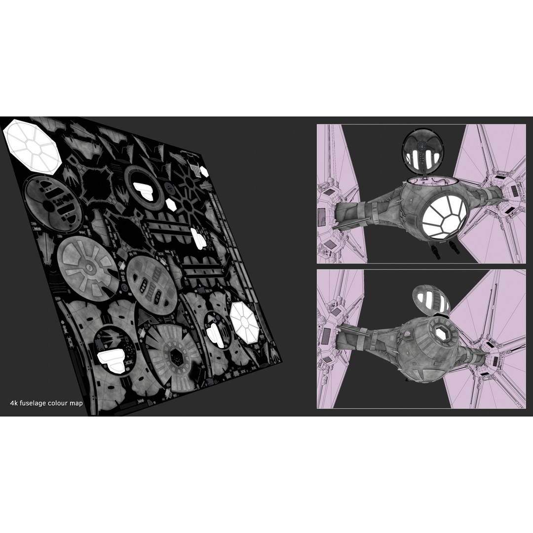 Imperial Tie-Fighter 3D Model – High Poly Rigged Sci-Fi Vehicle, FBX - View 12