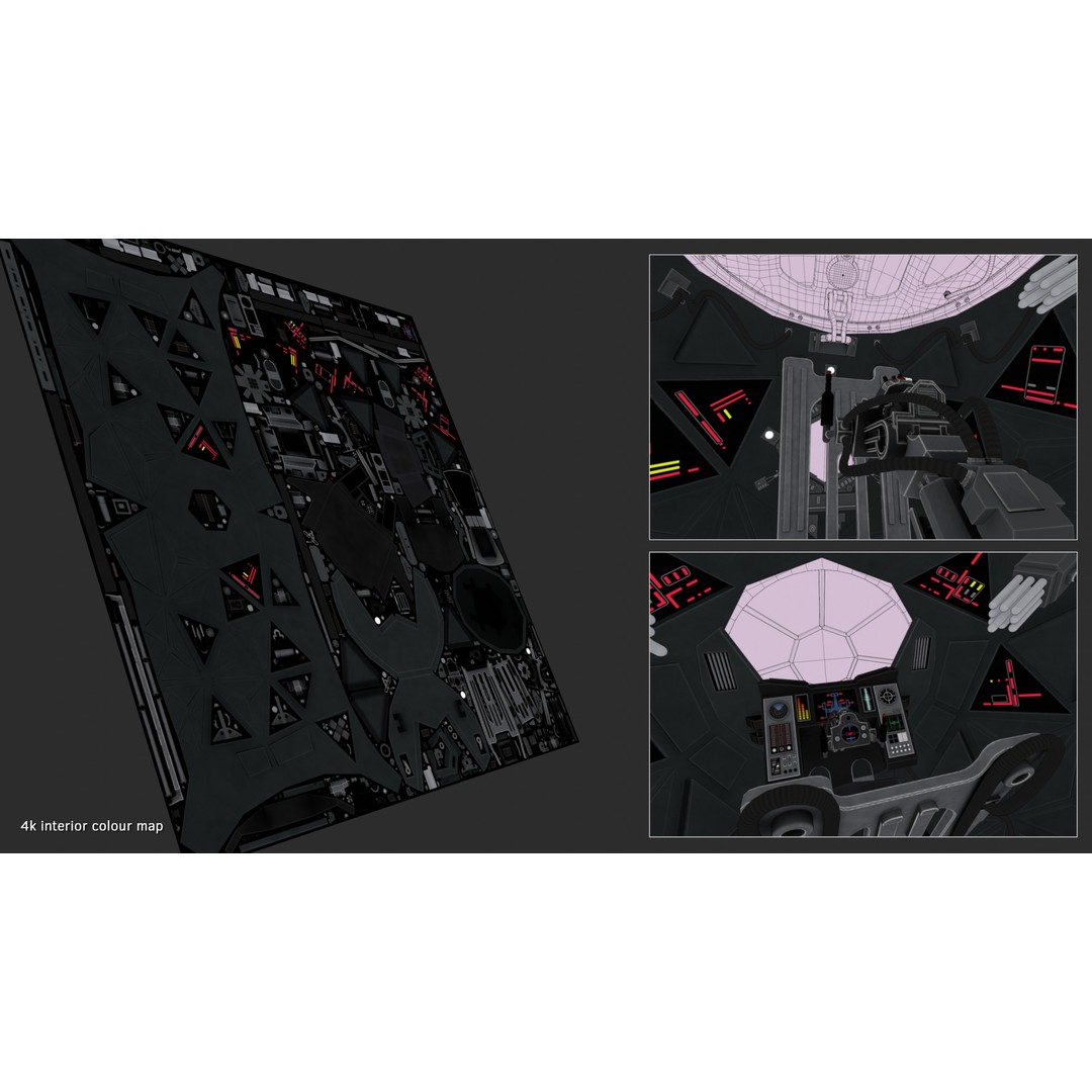 Imperial Tie-Fighter 3D Model – High Poly Rigged Sci-Fi Vehicle, FBX - View 18