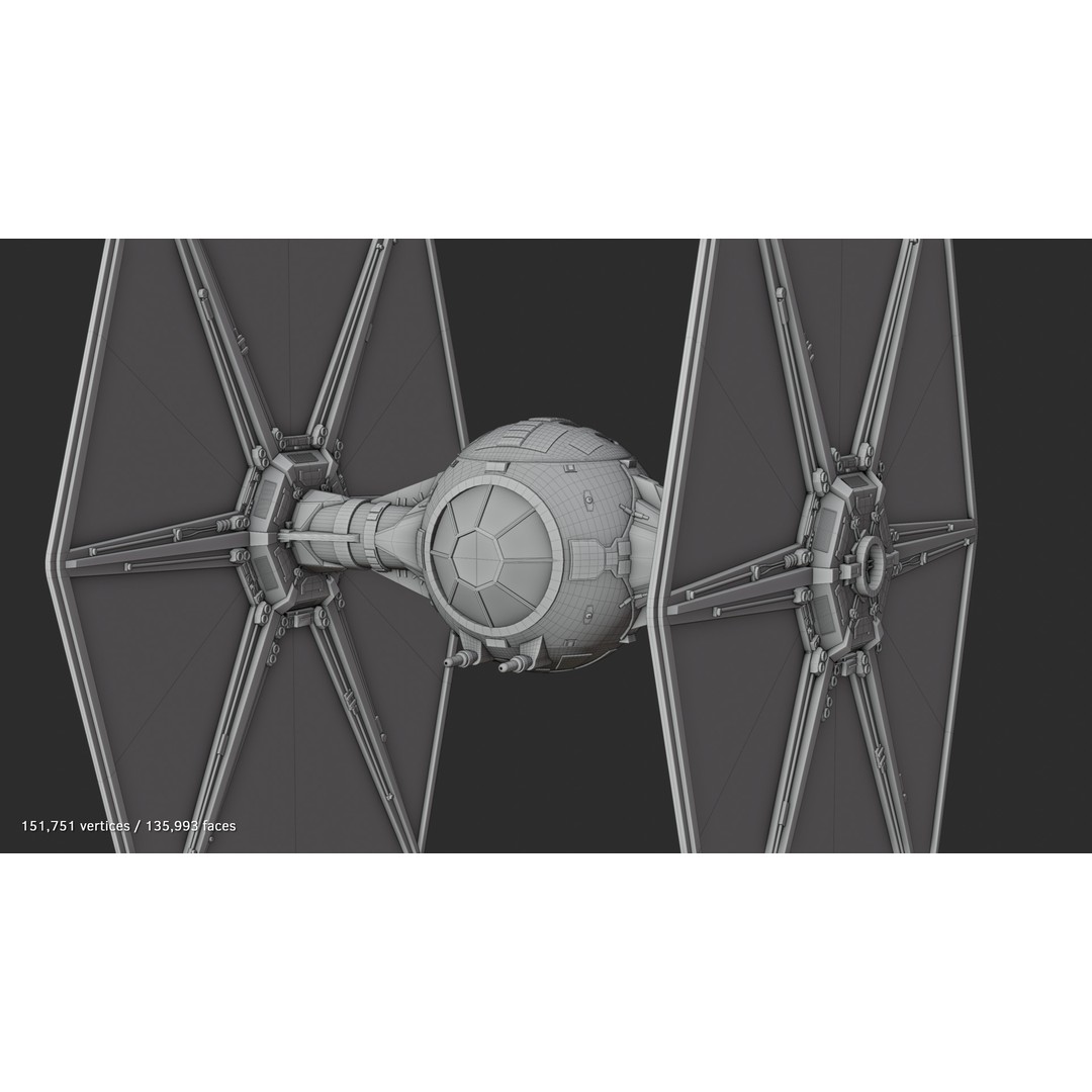 Imperial Tie-Fighter 3D Model – High Poly Rigged Sci-Fi Vehicle, FBX - View 8