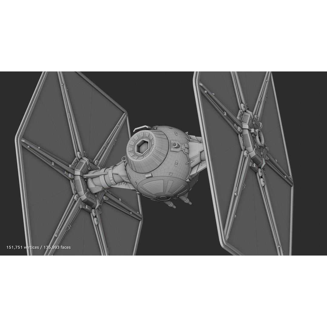 Imperial Tie-Fighter 3D Model – High Poly Rigged Sci-Fi Vehicle, FBX - View 9