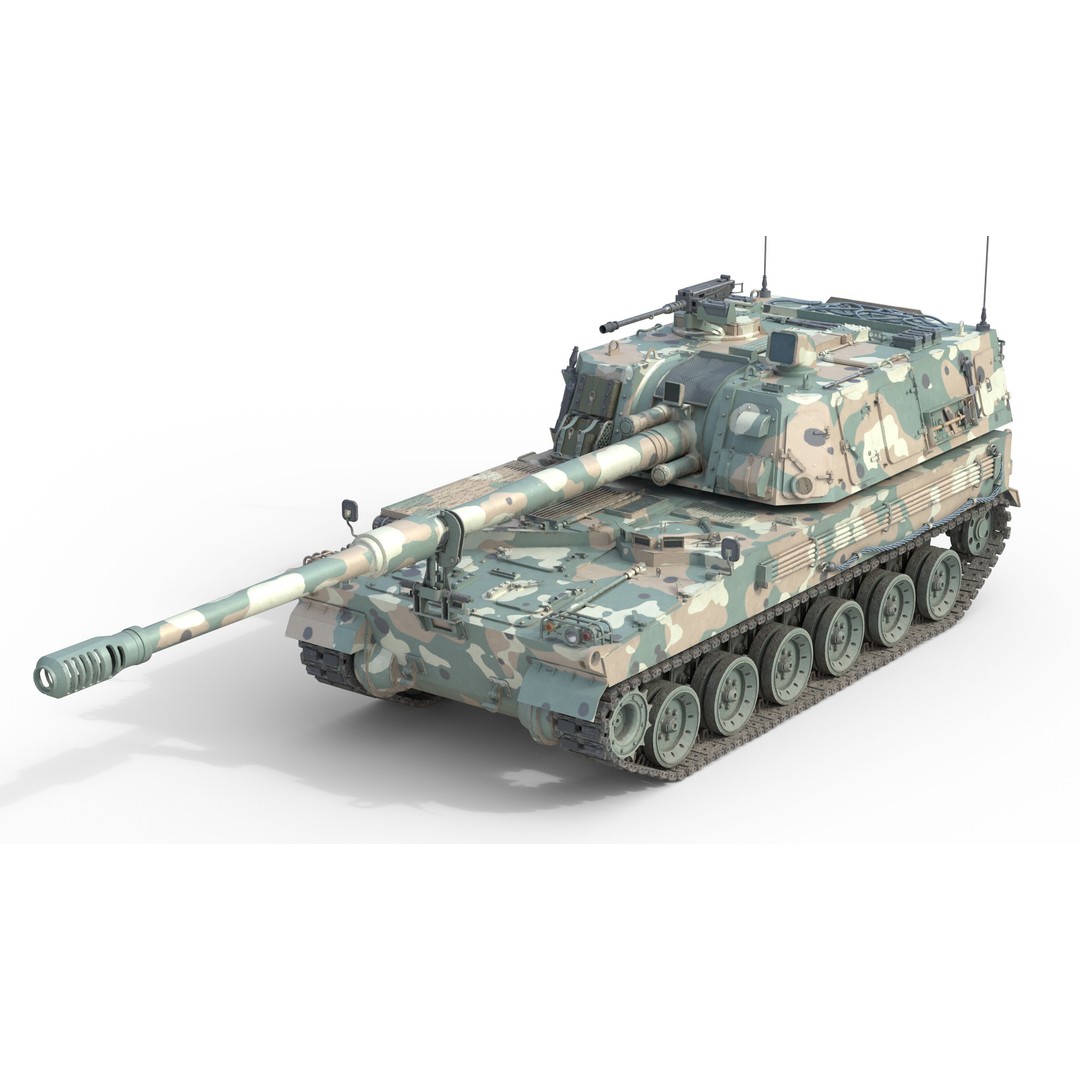 K9 Thunder Howitzer 3D Model – Low Poly Military Vehicle, FBX, PBR - View 3