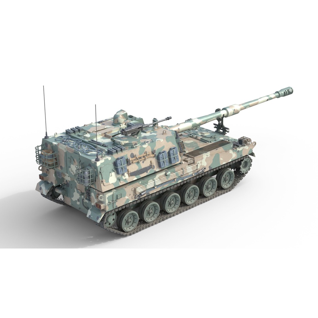 K9 Thunder Howitzer 3D Model – Low Poly Military Vehicle, FBX, PBR - View 4