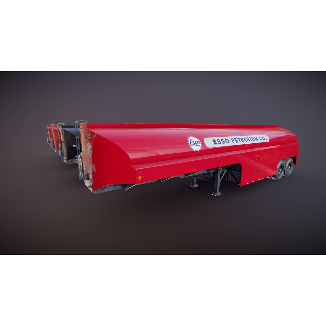 Vintage Industrial Fuel Trailer 3D Model – Low Poly Game Ready Asset, FBX - View 14