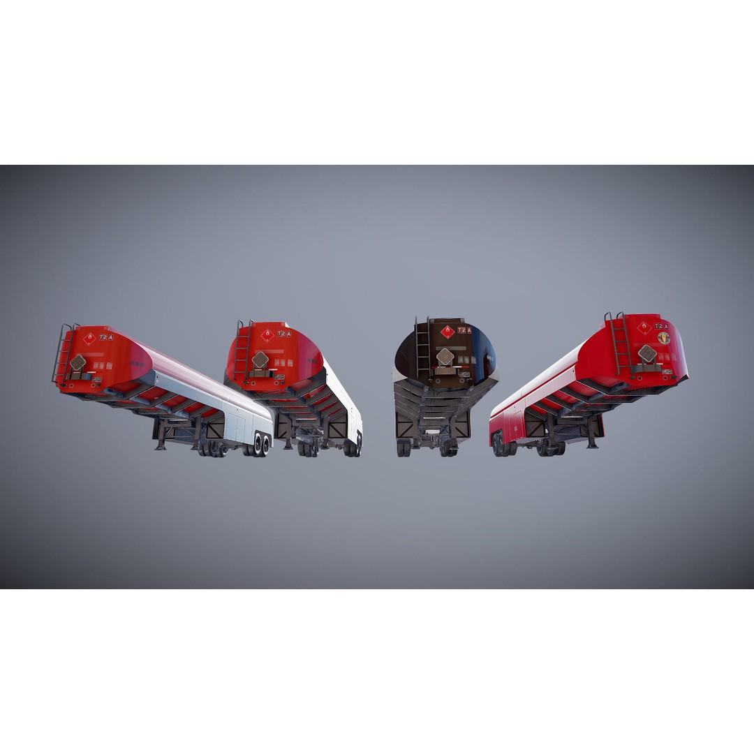 Vintage Industrial Fuel Trailer 3D Model – Low Poly Game Ready Asset, FBX - View 15