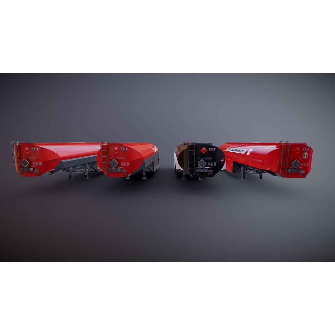 Vintage Industrial Fuel Trailer 3D Model – Low Poly Game Ready Asset, FBX - View 19
