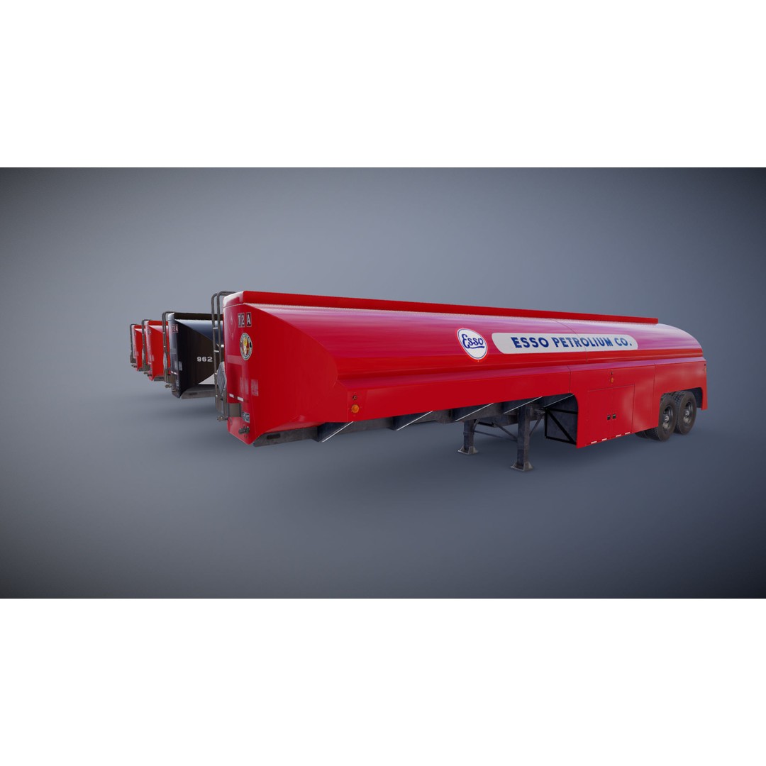 Vintage Industrial Fuel Trailer 3D Model – Low Poly Game Ready Asset, FBX - View 22