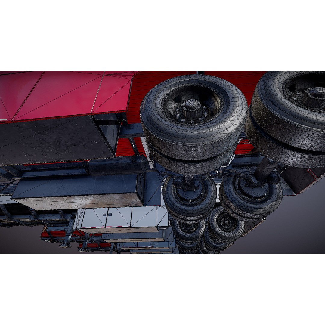 Vintage Industrial Fuel Trailer 3D Model – Low Poly Game Ready Asset, FBX - View 24