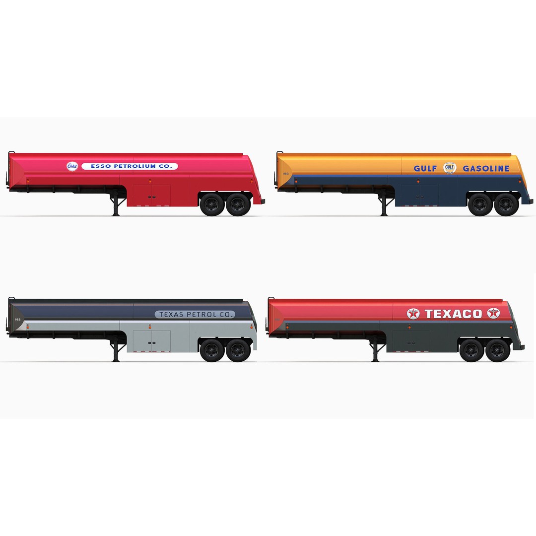 Vintage Industrial Fuel Trailer 3D Model – Low Poly Game Ready Asset, FBX - View 3