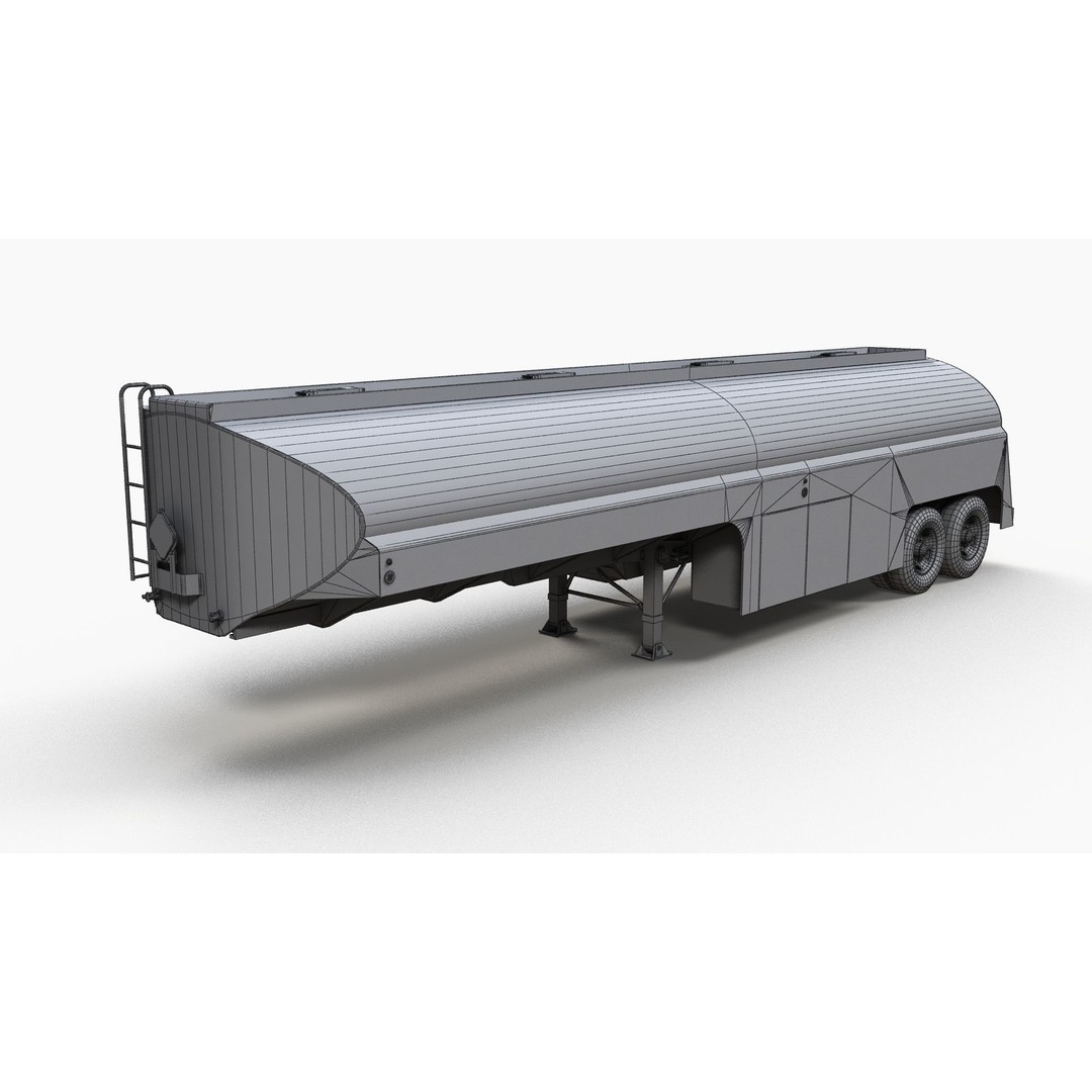 Vintage Industrial Fuel Trailer 3D Model – Low Poly Game Ready Asset, FBX - View 9