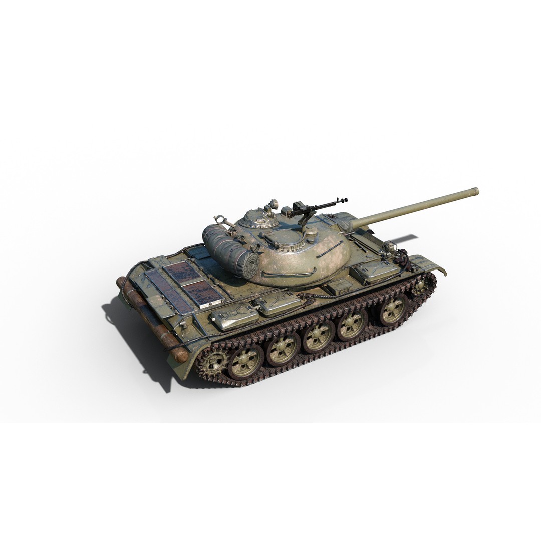 T-54 Main Battle Tank 3D Model – Low Poly PBR Military Vehicle, FBX - View 4