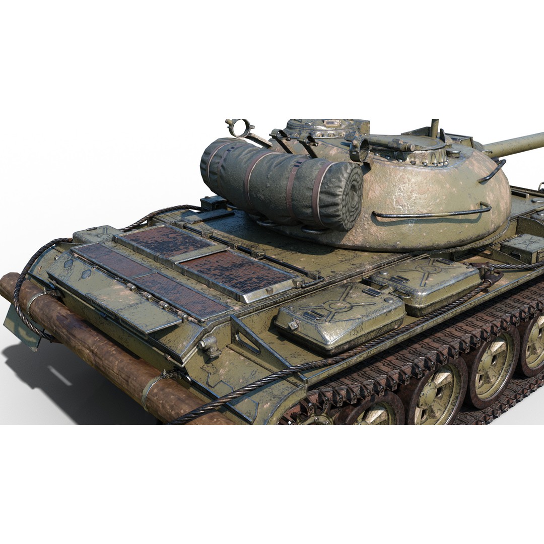 T-54 Main Battle Tank 3D Model – Low Poly PBR Military Vehicle, FBX - View 9