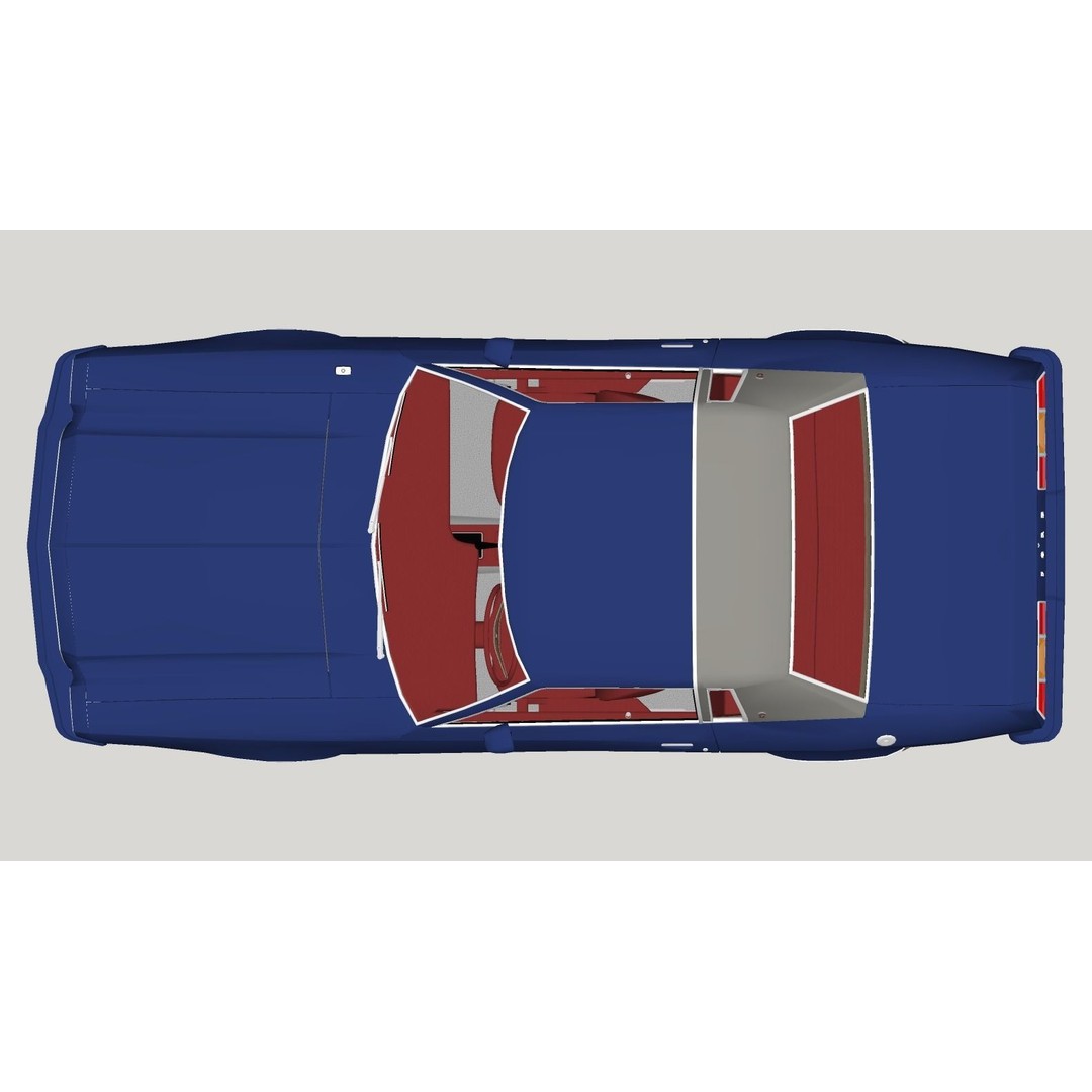 Mustang Ghia 1976 3D Model – Low Poly Antique Car Asset, FBX