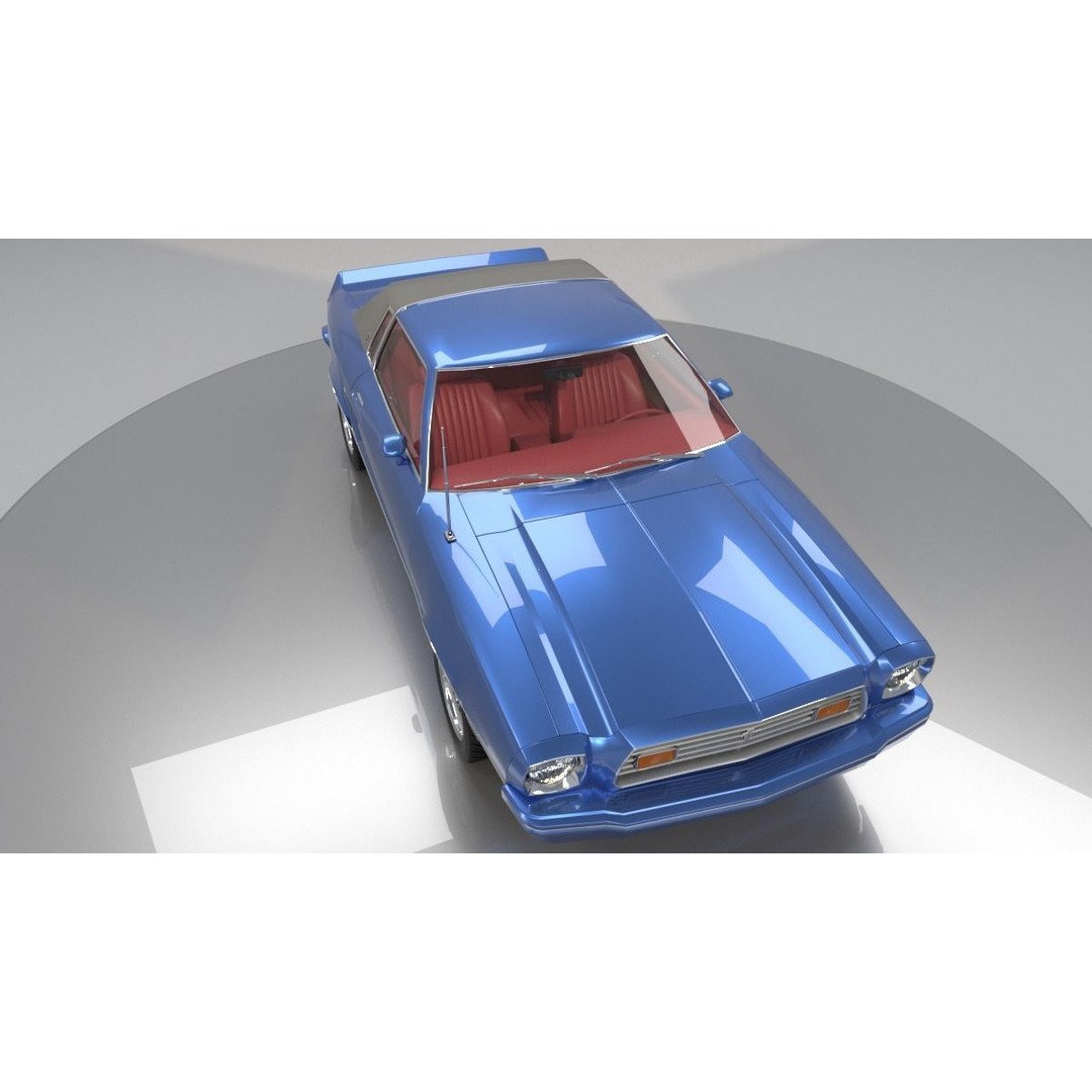 Mustang Ghia 1976 3D Model – Low Poly Antique Car Asset, FBX - View 10