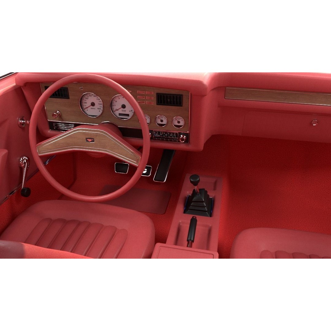 Mustang Ghia 1976 3D Model – Low Poly Antique Car Asset, FBX - View 11