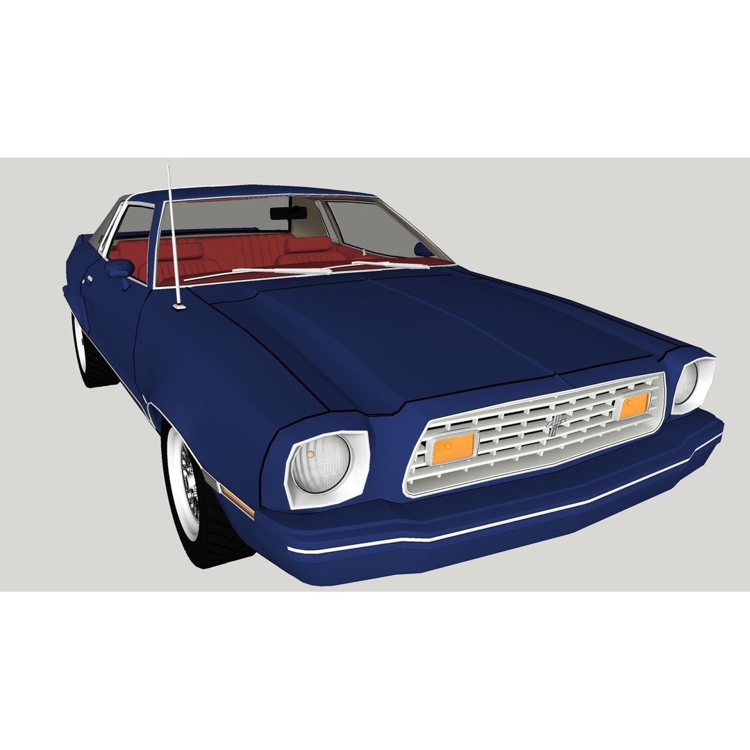 Mustang Ghia 1976 3D Model – Low Poly Antique Car Asset, FBX - View 13