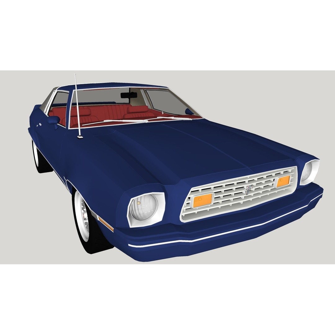 Mustang Ghia 1976 3D Model – Low Poly Antique Car Asset, FBX - View 15